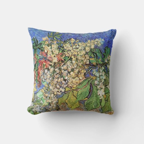 Blossoming Chestnut Branches by Vincent van Gogh Throw Pillow