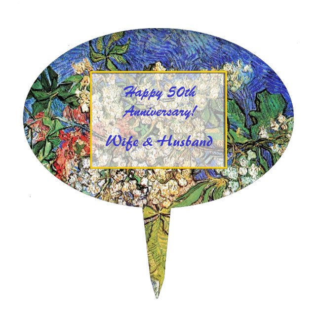 Blossoming Chestnuts Branches, Van Gogh. Cake Topper (Front)