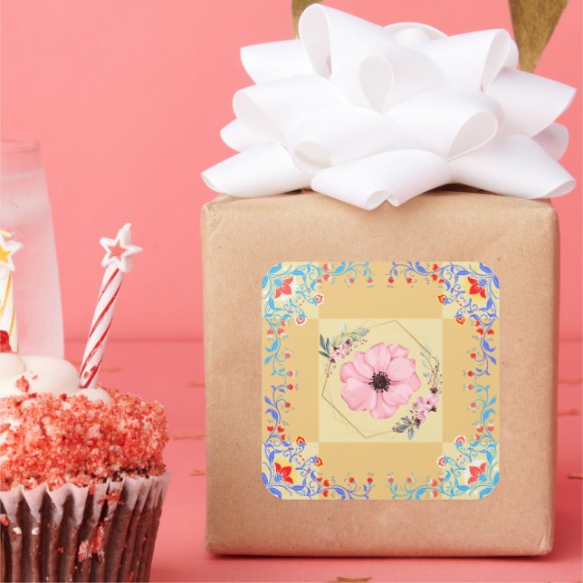 Blossoming Dawn – Spring Renewal Harmony Square Sticker (Party)