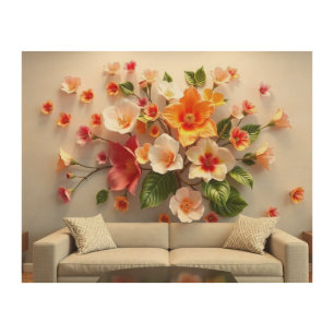 Blossoming Elegance: A Floral Symphony on the Wall Wood Wall Art