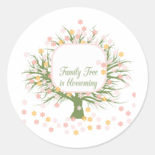 Blossoming Family Tree Classic Round Sticker