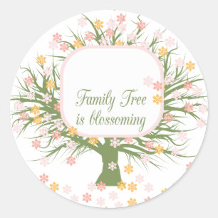 Blossoming Family Tree Classic Round Sticker
