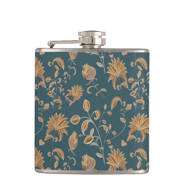 Blossoming Flora patterns Flask (Front)