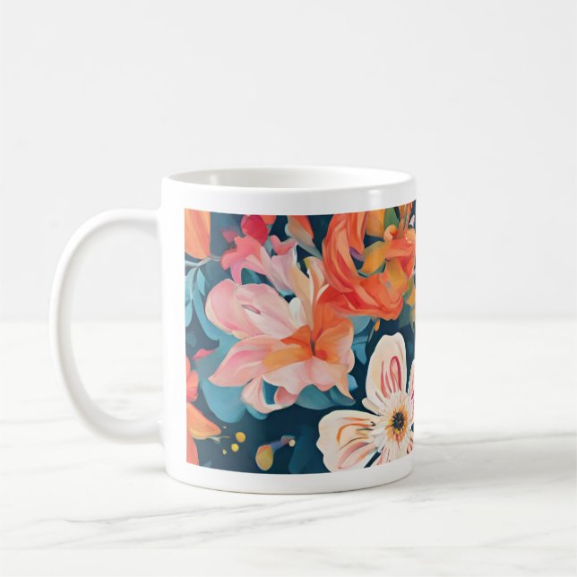 Blossoming Floral Digital Art Collection Coffee Mug (Left)