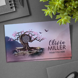 Blossoming Flower of life Tree Business Card