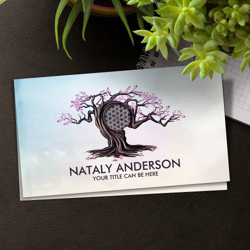 Blossoming Flower of life Tree Business Card