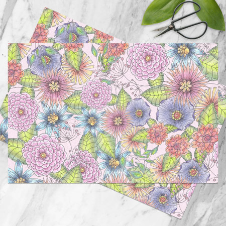 Blossoming Flowers and Green Leaves on Blush Pink