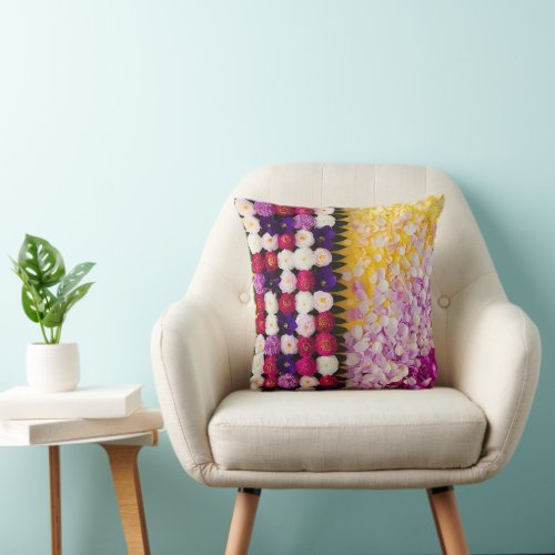 Blossoming Flowers and Petals Throw Pillow