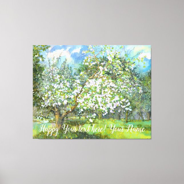 Blossoming garden  painting  watercolor  canvas print (Front)