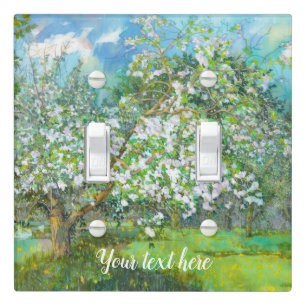 Blossoming garden painting watercolor light switch cover