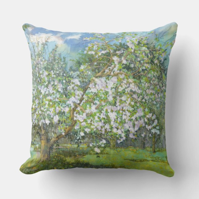 Blossoming garden throw pillow (Front)