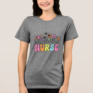 "Blossoming Healer" Floral Nurse Tri-Blend Shirt