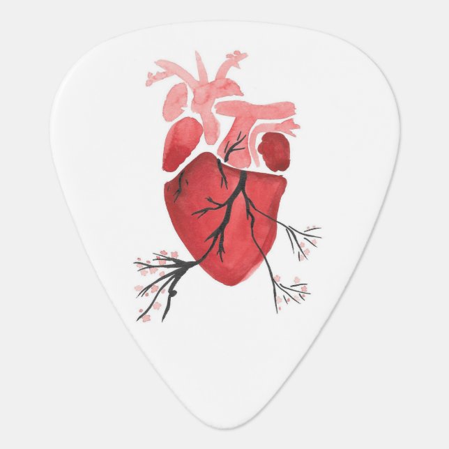 Blossoming Heart Guitar Pick (Front)