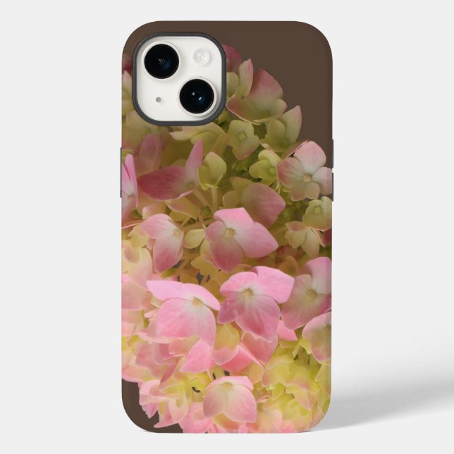 Blossoming Hydrangea Floral on Derby Brown Case-Mate iPhone Case (Back)