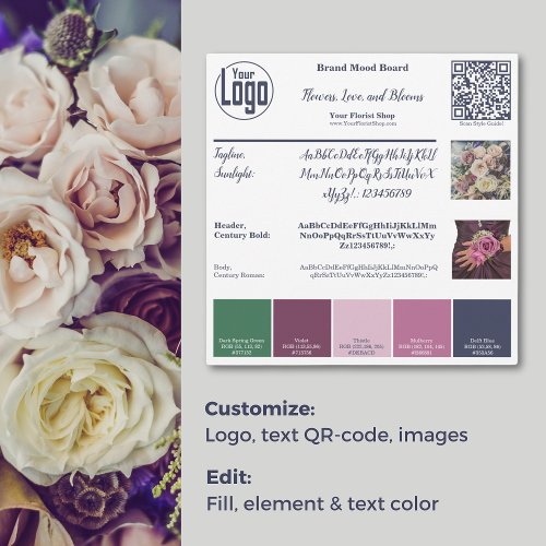 Blossoming Identity Florist Brand Mood Board Card