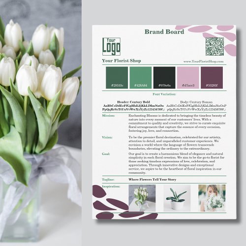 Blossoming Identity Florist Brand Mood Board Card
