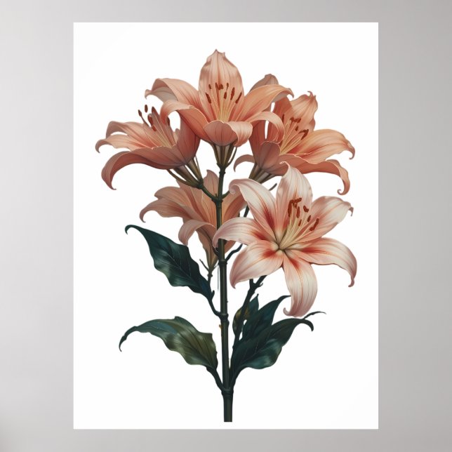 Blossoming Lilies in Harmonious Elegance Poster (Front)