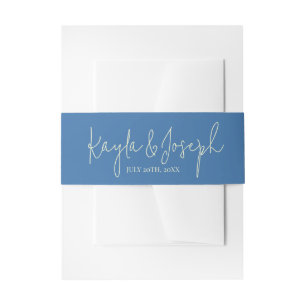 Blossoming Love Blue Yellow Floral Wedding Invitation Belly Band
