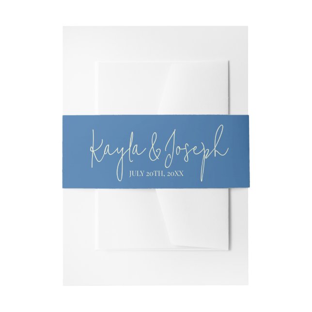Blossoming Love Blue Yellow Floral Wedding Invitation Belly Band (Front Example)