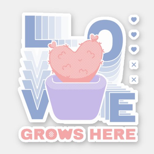 Blossoming Love Heart_shaped Cactus Stickers