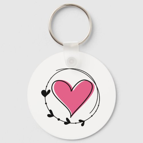 Blossoming Love Pink Heart Design Keychain
