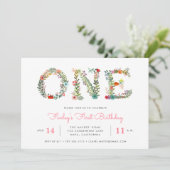 Blossoming One | First Birthday Party Invitation (Standing Front)