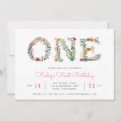 Blossoming One | First Birthday Party Invitation (Front)