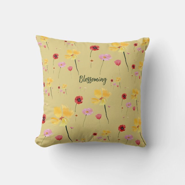 Blossoming Pattern  Throw Pillow (Front)