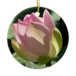 Blossoming Pink Lotus Flower Summer Ceramic Ornament