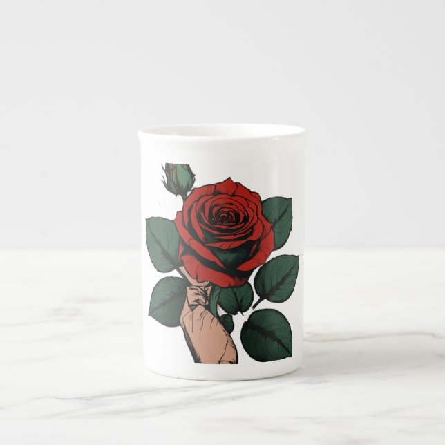 Blossoming Potential - Rosebud Sketch Bone China  Mug (Front)