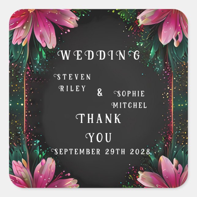 Blossoming Romance: A Full Floral Wedding Theme Square Sticker (Front)