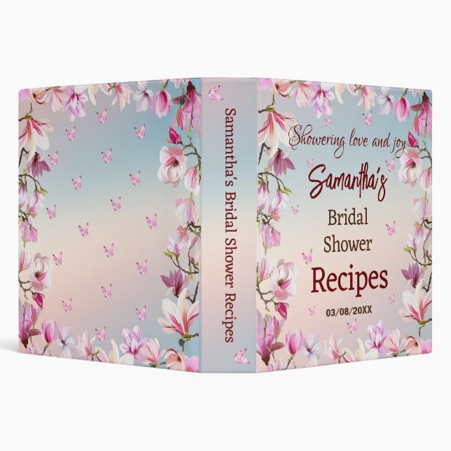 Blossoming Romance - Bridal Shower Recipe 3 Ring Binder (Background)