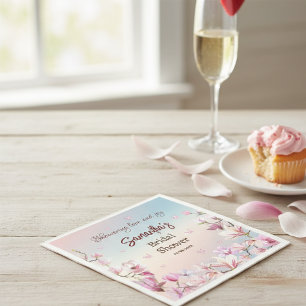 Blossoming Romance - Pink Magnolia Butterfly Napkins