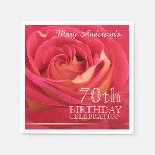 Blossoming Rose 70th Birthday Celebration Party PN Paper Napkins