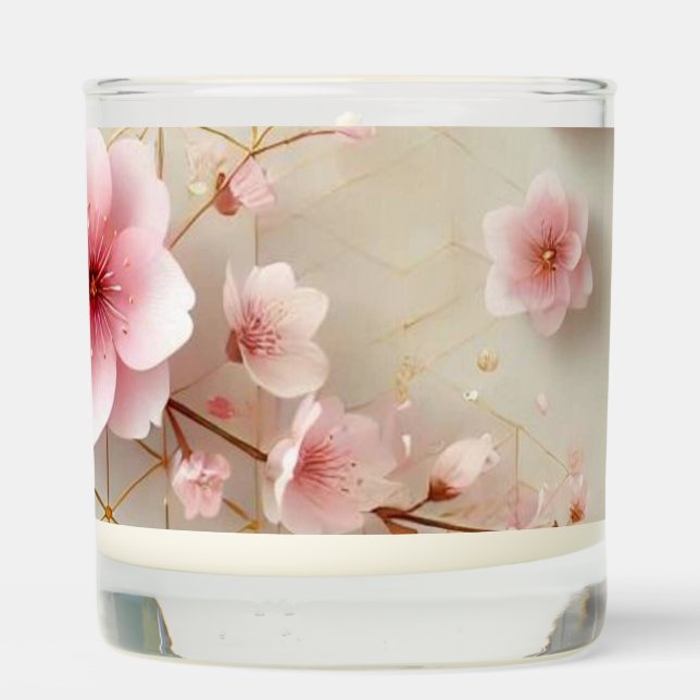 Blossoming Sakura Geometric Art Candle (Back)