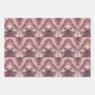 Blossoming Serenity Ethereal Pink Fantasy Art Wrapping Paper Sheets