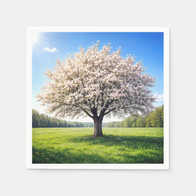 Blossoming Spring Apple Tree Napkins (Front)