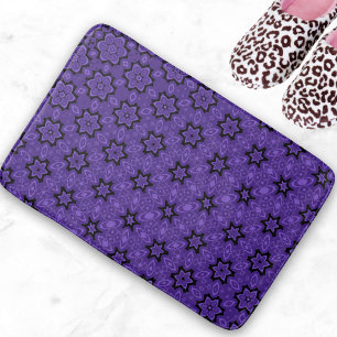Blossoming Star Mandala Purple  Bath Mat
