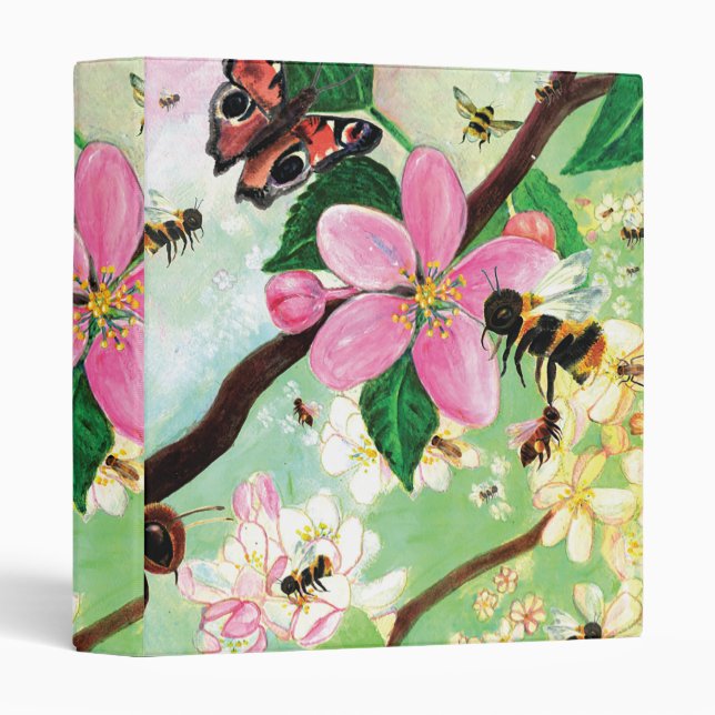 Blossoming Tree with Bees   3 Ring Binder (Front/Spine)