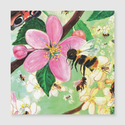 Blossoming Tree with Bees Magnetic Card