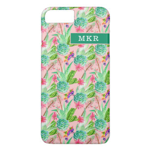 Blossoming Watercolor Succulents Pattern iPhone 8 Plus/7 Plus Case
