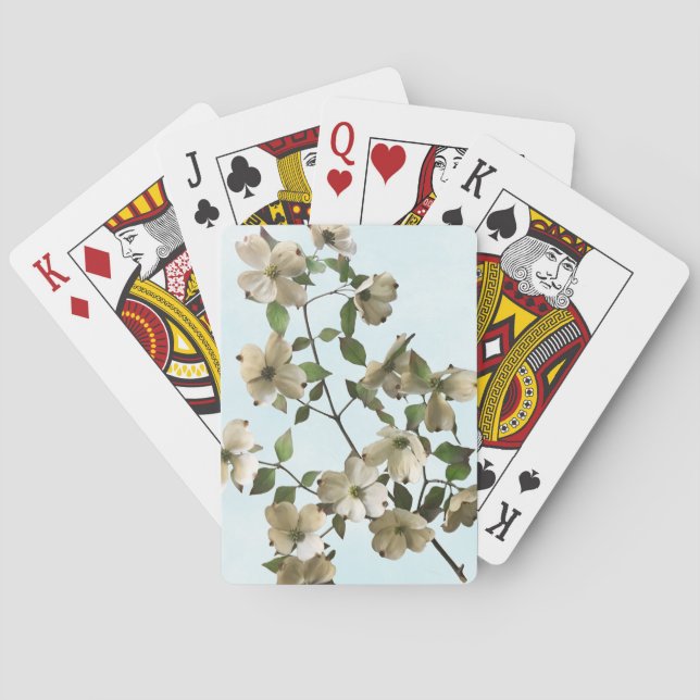 Blossoming White Dogwood Flowers Poker Cards (Back)