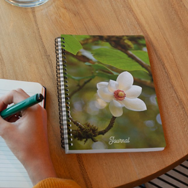 Blossoming White Magnolia Floral Notebook (In Situ)