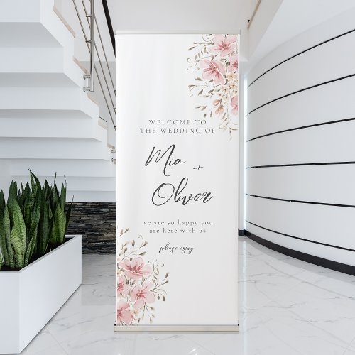 Blossoming with Romance Custom Wedding Retractable Banner