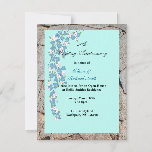 Blossoms 50th Wedding Anniversary Invitation (Front)
