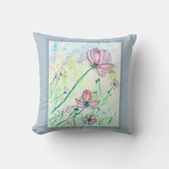 Blossoms and Air Throw Pillow (Front)
