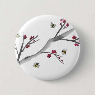 Blossoms and Bees Pinback Button