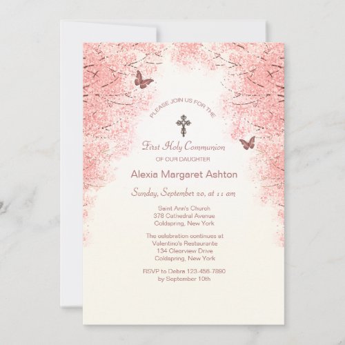 Blossoms and Butterflies Religious Invitation