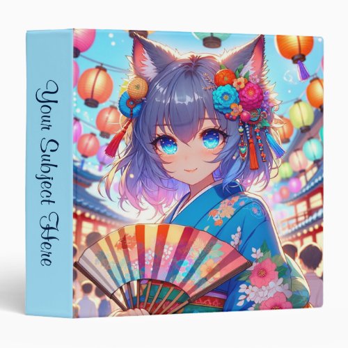 Blossoms and Lanterns Anime Catgirl Festival  3 Ring Binder