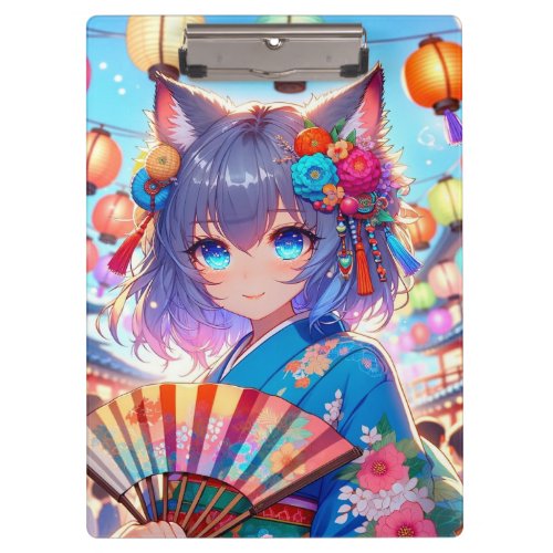 Blossoms and Lanterns Anime Catgirl Festival Clipboard